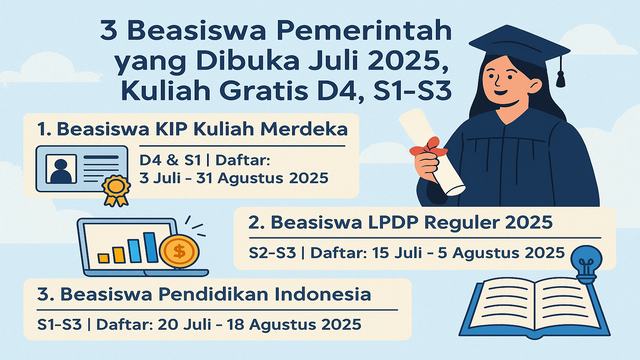 3 Beasiswa Pemerintah yang Dibuka Juli 2025